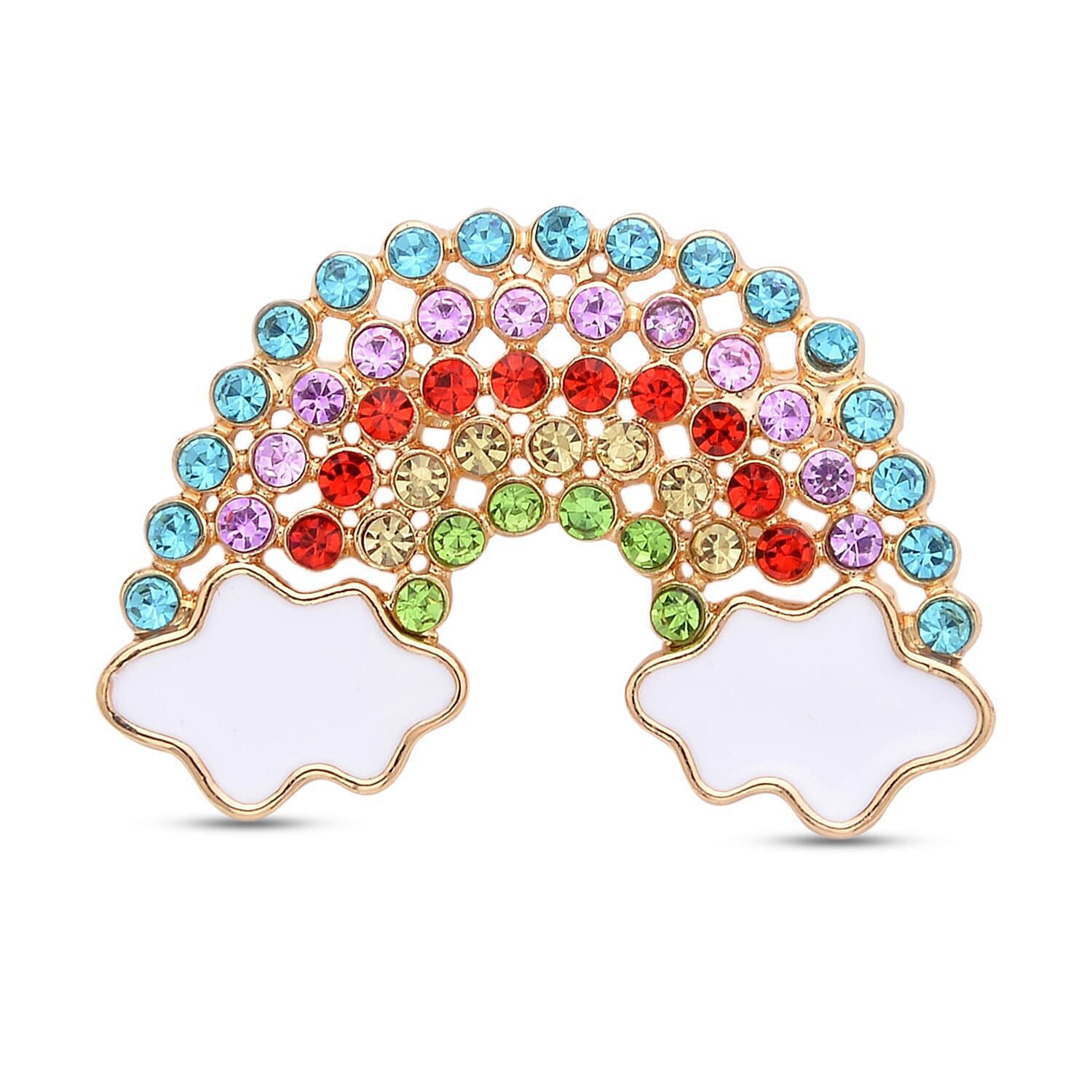 Multi Colour Austrian Crystal Enamelling Rainbow Brooch in Yellow Gold Tone 7265686 0