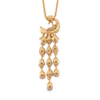 Multi Color Crystal Peacock Necklace (Size - 28-2 Ext) in Yellow Gold Tone