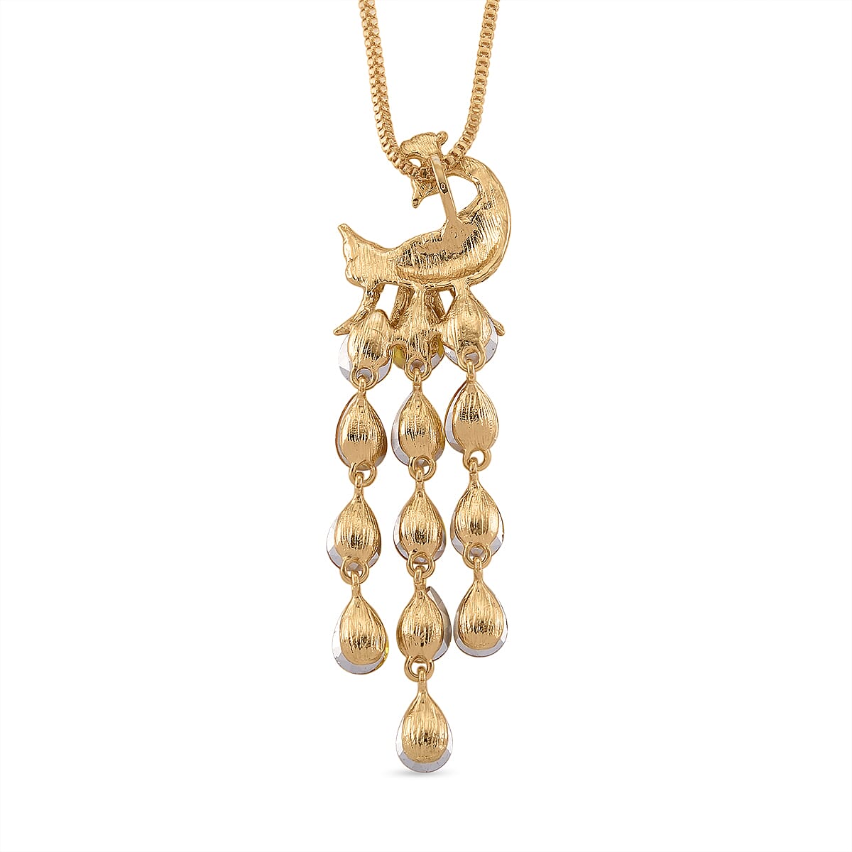 Multi Color Crystal Peacock Necklace (Size - 28+2 Ext) in Yellow Gold Tone V32516448 5
