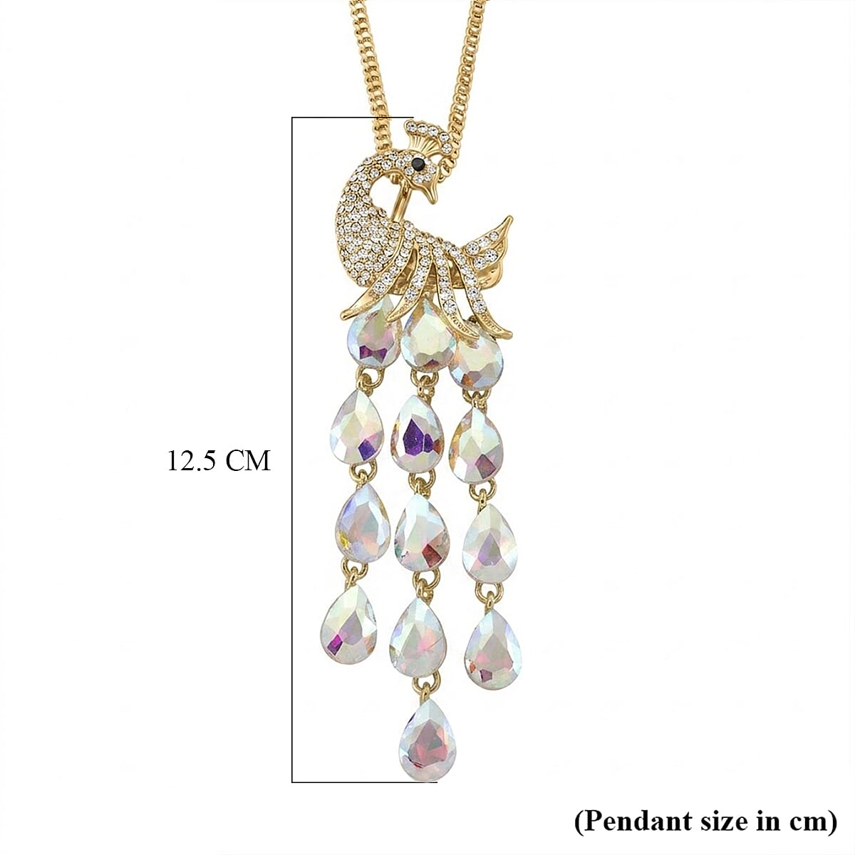 Multi Color Crystal Peacock Necklace (Size - 28+2 Ext) in Yellow Gold Tone V32516448 7