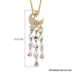 Multi Color Crystal Peacock Necklace (Size - 28-2 Ext) in Yellow Gold Tone