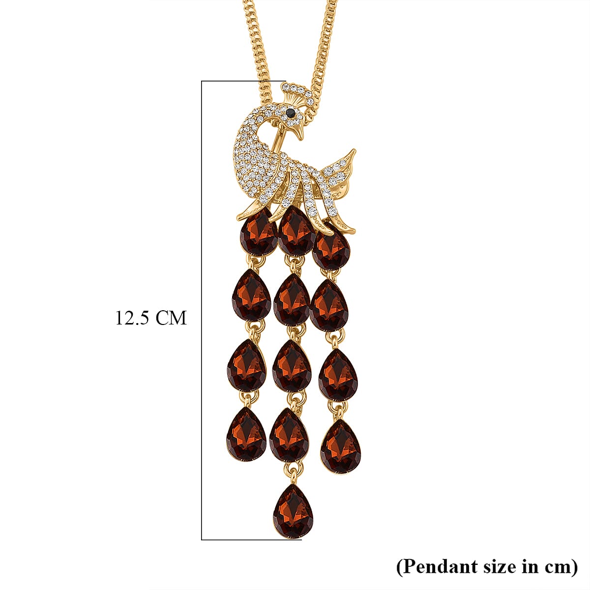 Multi Colour Crystal Peacock Necklace (Size - 28+2 Ext) in Yellow Gold Tone V32519582 7