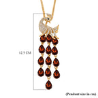 Multi Color Crystal Peacock Necklace (Size - 28-2 Ext) in Yellow Gold Tone