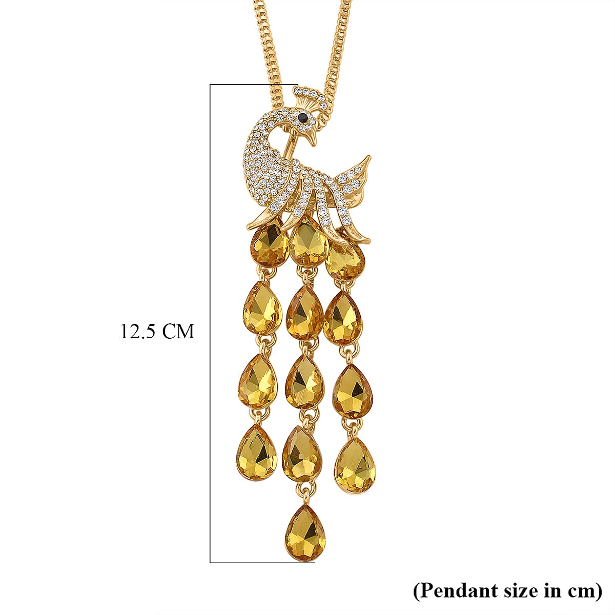 Multi Color Crystal Peacock Necklace (Size - 28+2) in Yellow Gold Tone V32520643 7