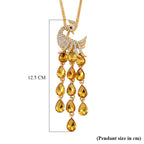 Multi Color Crystal Peacock Necklace (Size - 28-2) in Yellow Gold Tone