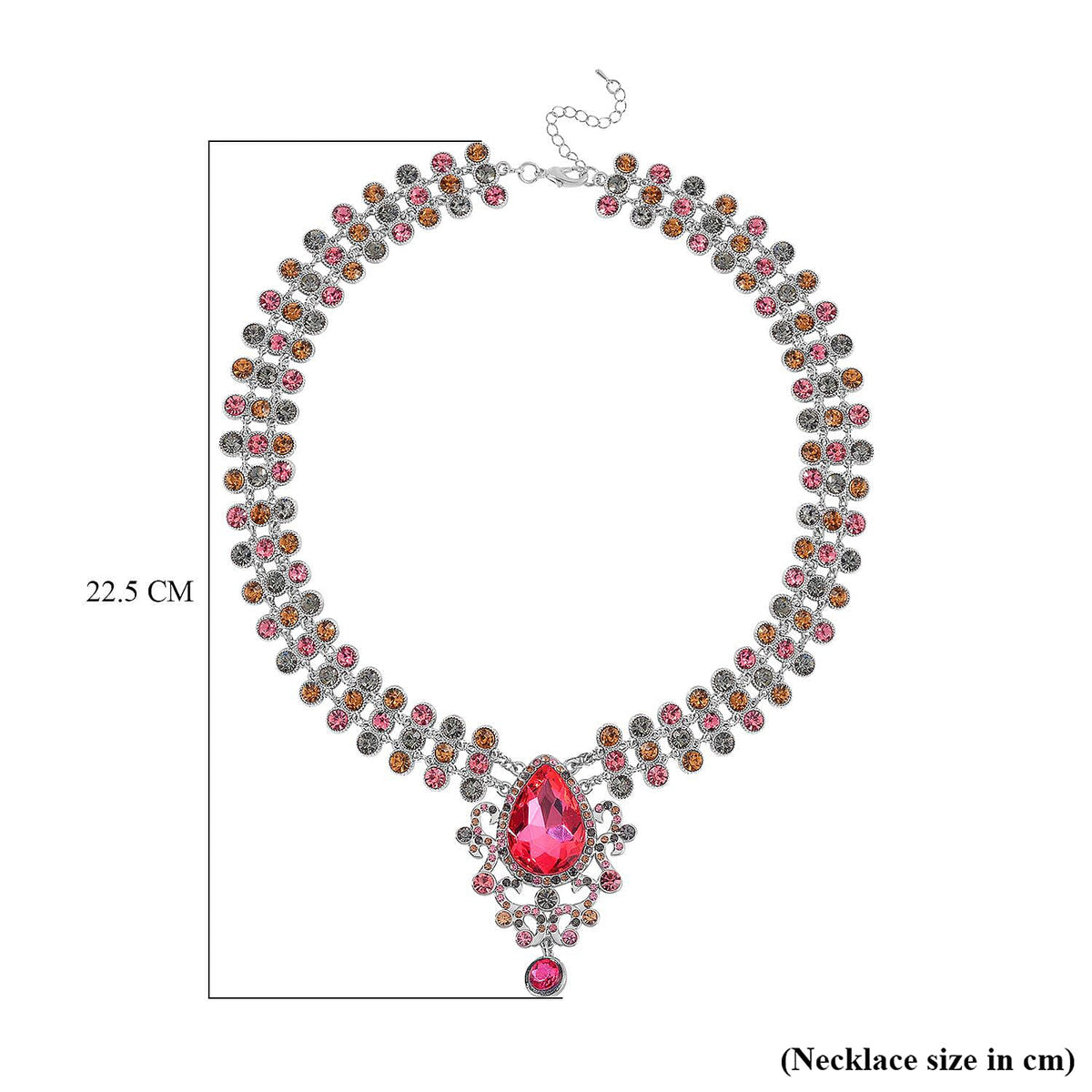 Fuchsia &amp; Multi Colour Austrian Crystal Necklace (Size - 20) 7668908 4