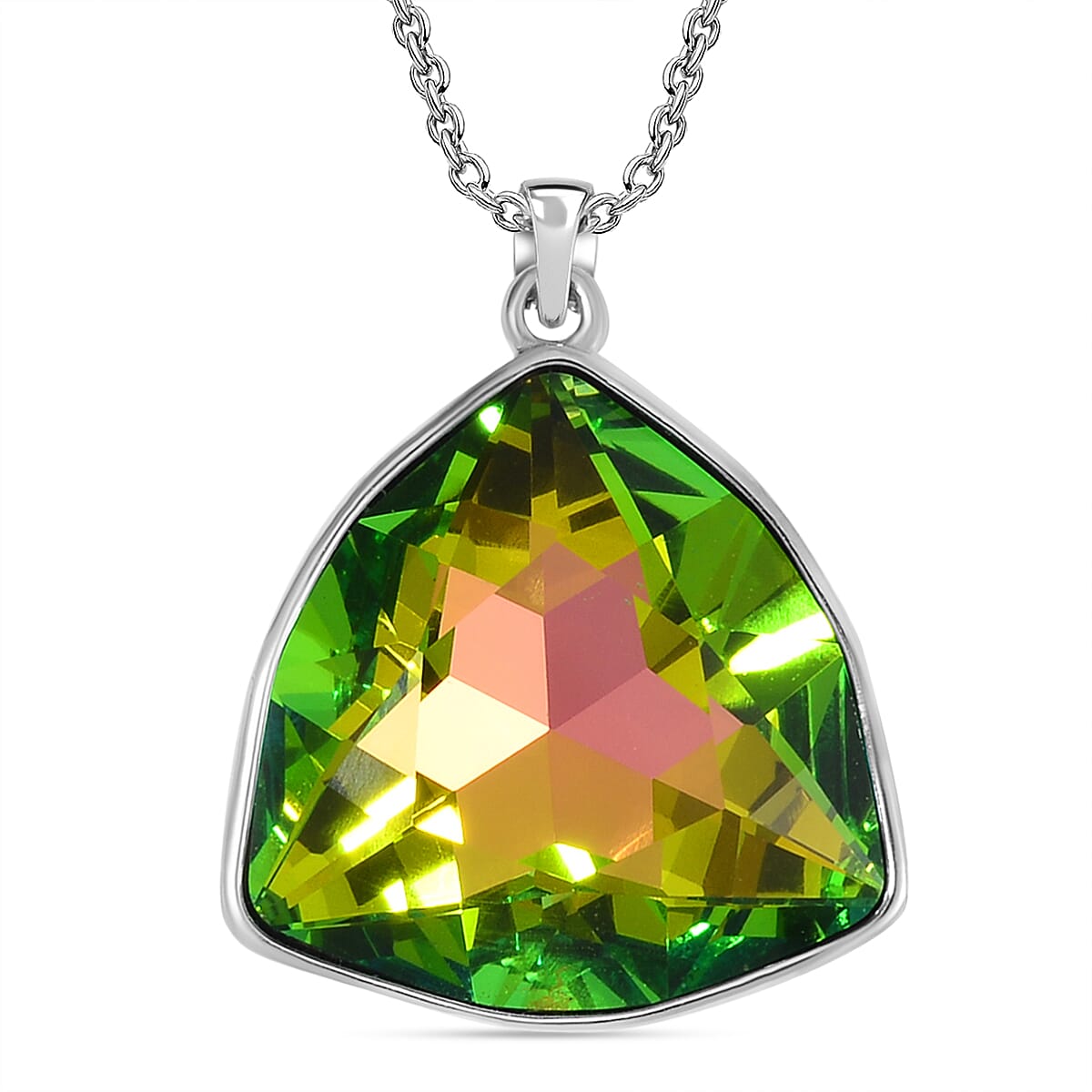 Multi Colour Austrian Crystal Triangle Solitaire with Chain (Size - 20) 7713477 0
