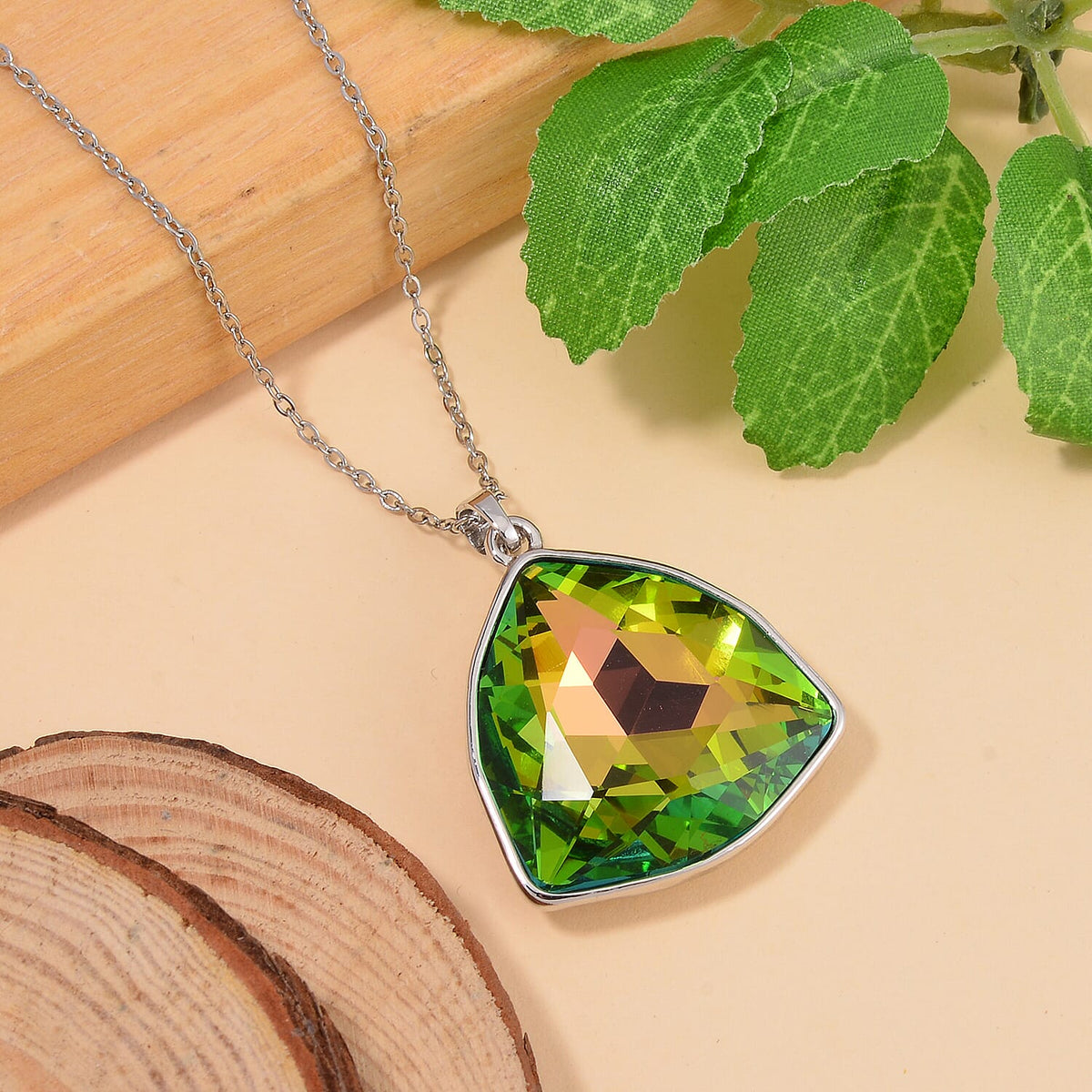 Multi Colour Austrian Crystal Triangle Solitaire with Chain (Size - 20) 7713477 1