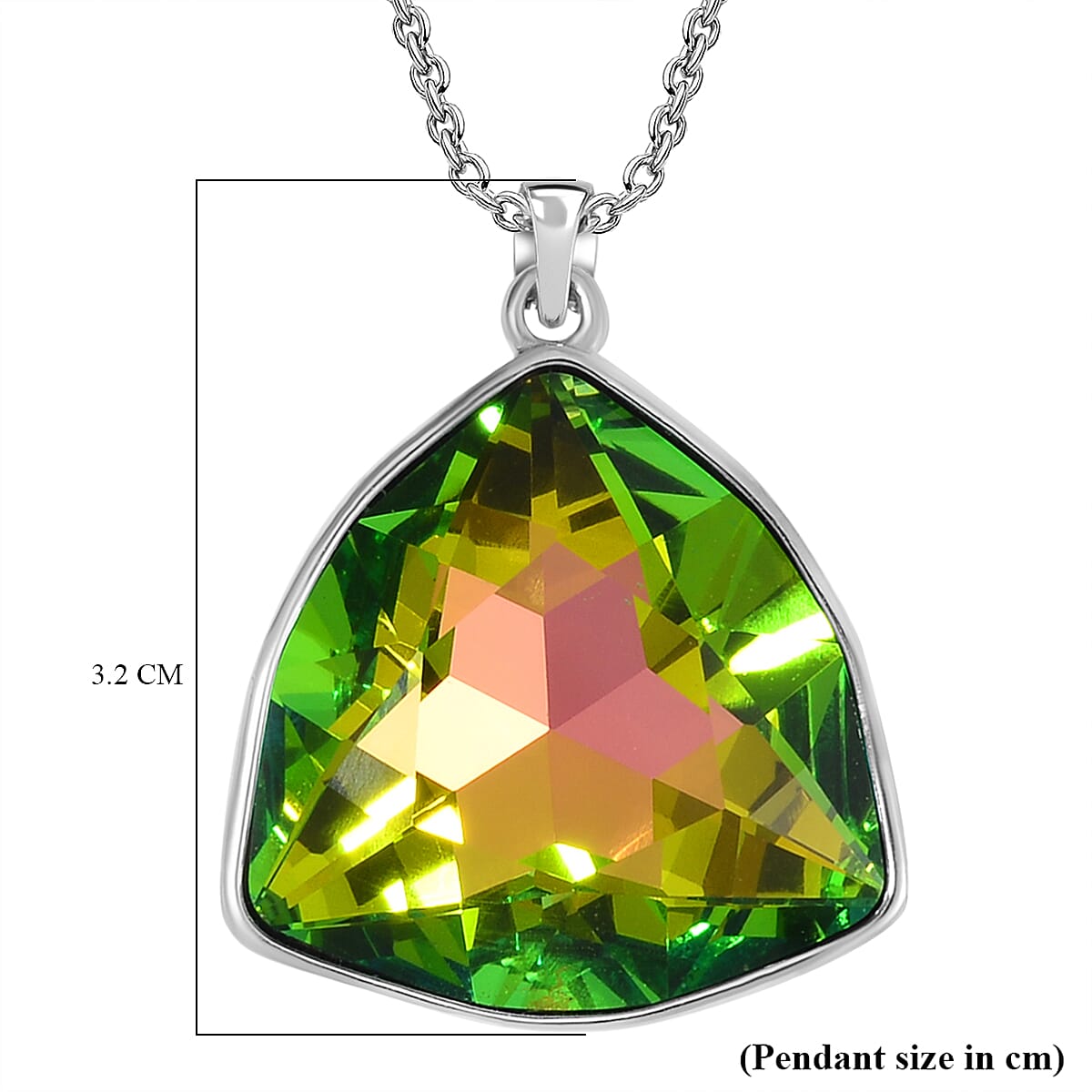 Multi Colour Austrian Crystal Triangle Solitaire with Chain (Size - 20) 7713477 6
