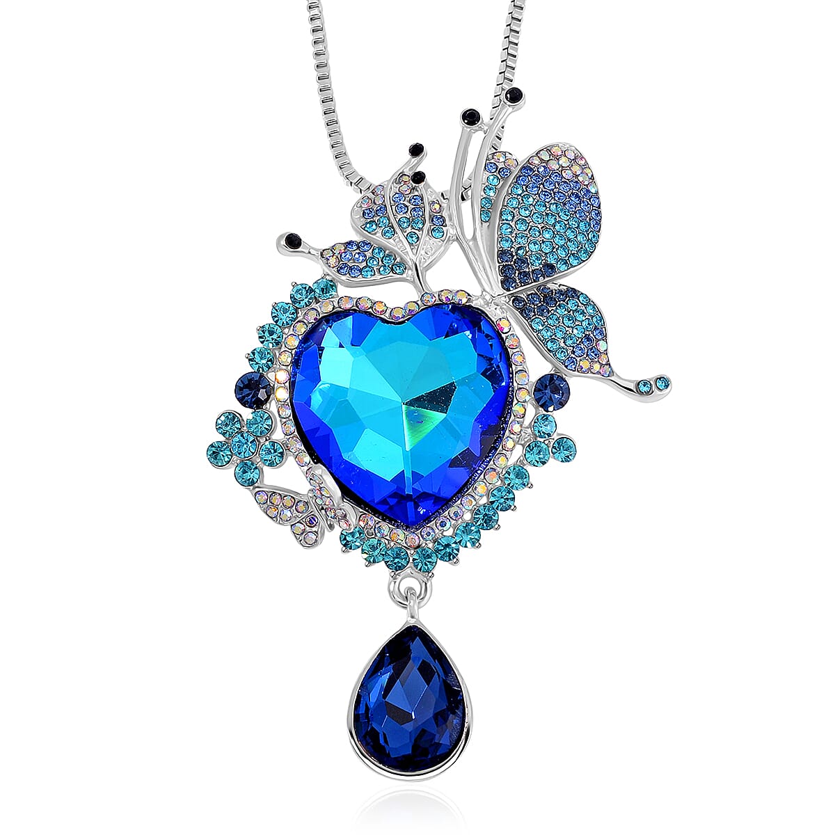 Blue Austrian Crystal Heart Necklace (Size - 29) 7791816 0