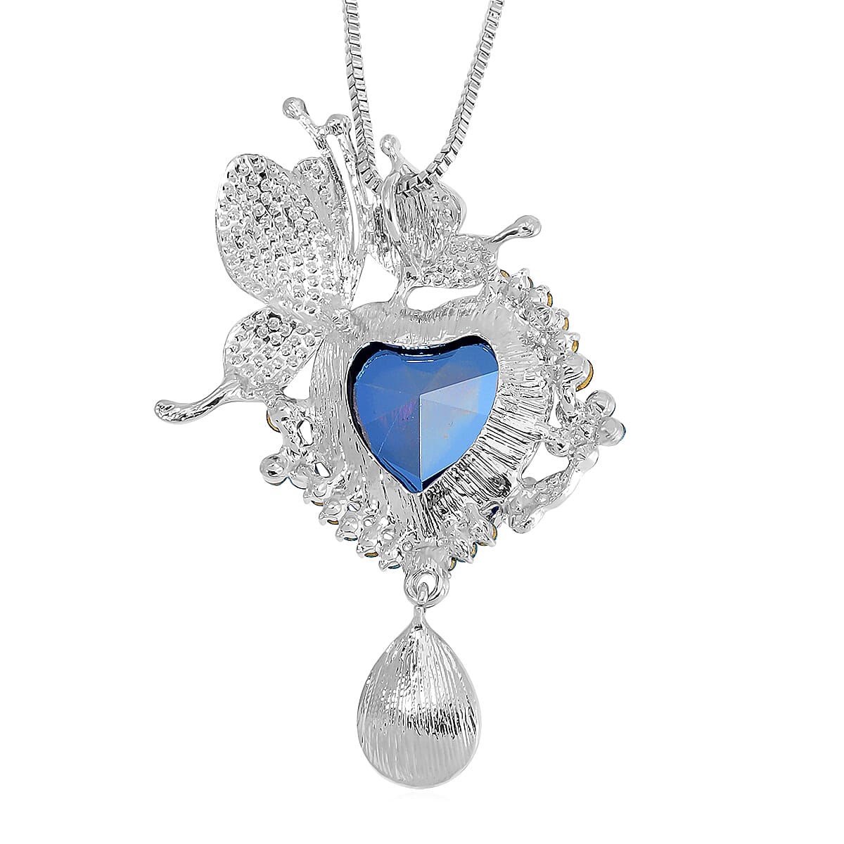 Blue Austrian Crystal Heart Necklace (Size - 29) 7791816 3