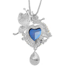 Blue Austrian Crystal Heart Necklace (Size - 29)