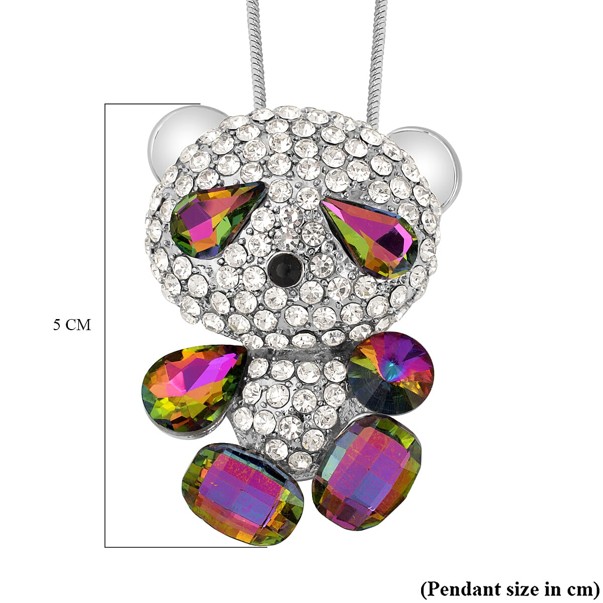 Multi Colour Crystal Teddy Pendant with Chain (Size 29) 4276753 4