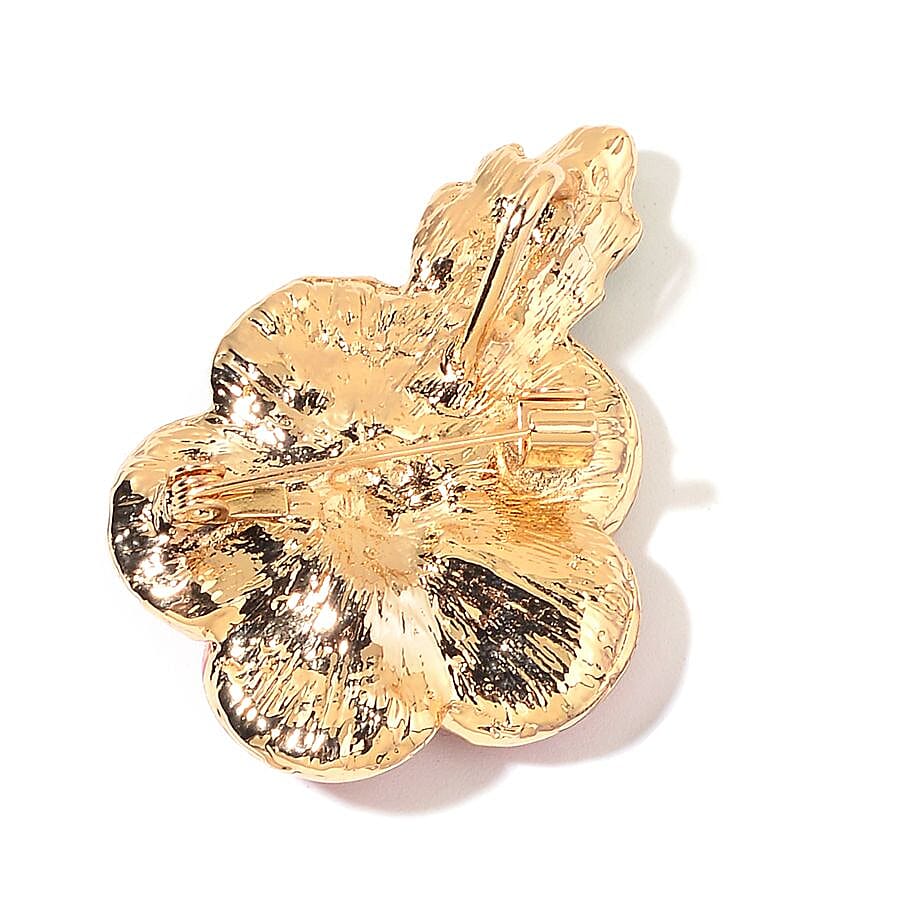 Multi Colour Crystal Floral Brooch and Pendant with Chain in Yellow Gold Tone 4327041 1