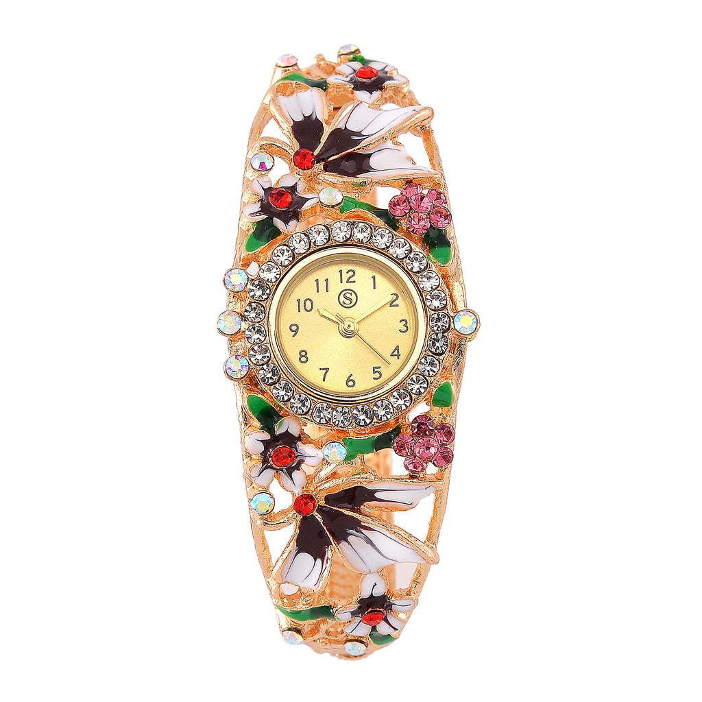 Strada Multi Colour Enameled Crystal Watch - Pink Multi
