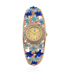 Strada Austrian Crystal Enamelled Bangle Watch - Blue