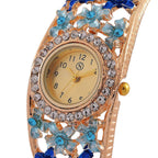 Strada Austrian Crystal Enamelled Bangle Watch - Blue