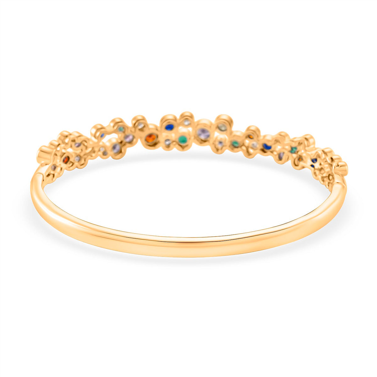Bubble Collection - Multi Colour Cubic Zirconia Bangle (Size 7.5) in Yellow Gold Plated 2.80 Ct. 8206702 4