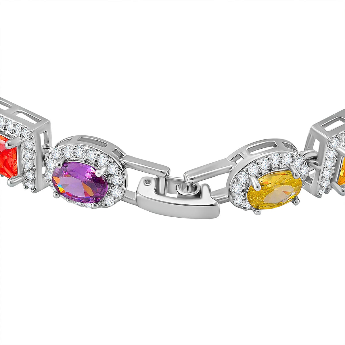 Multi Colour Cubic Zirconia  Bracelet (Size - 7.25) in Silver Tone 7863389 3