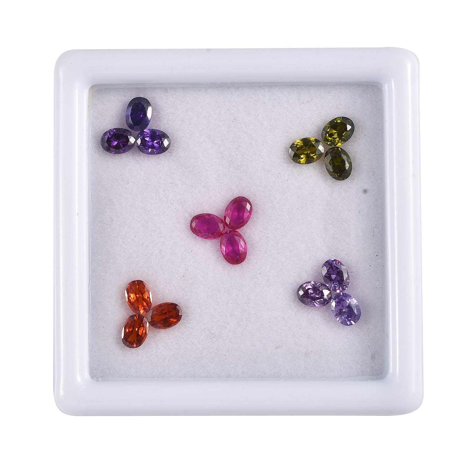 Set of 15 Multi Colour Cubic Zirconia Loose Gemstone in Oval Shape (4x3mm) 7760309 0