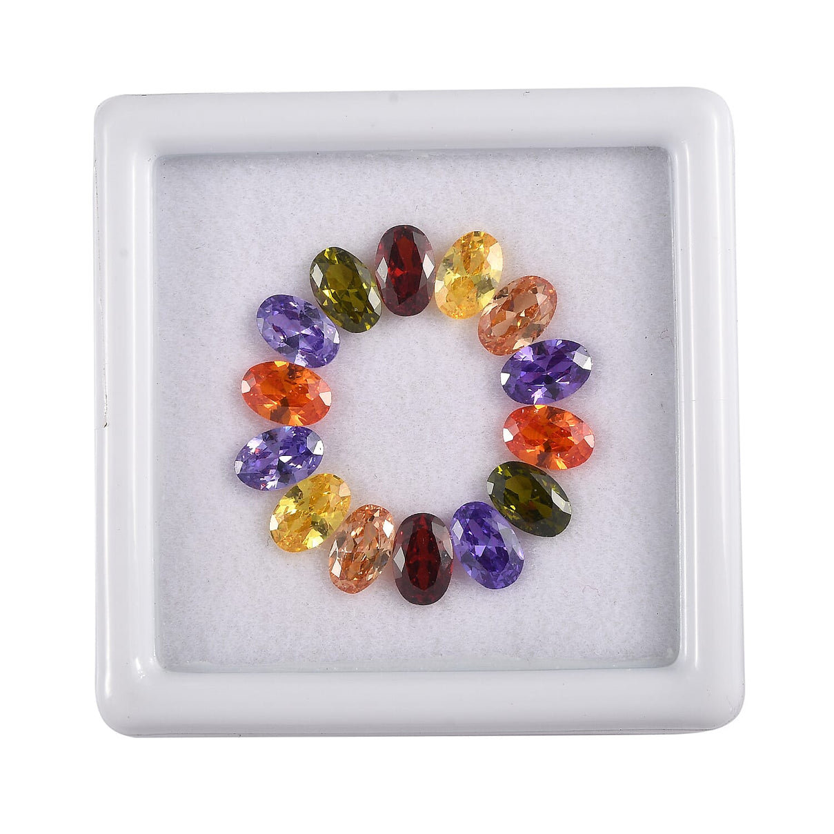 Set of 14 Multi Colour Cubic Zirconia Loose Gemstone in Oval Shape (6x4mm) 7760311 0