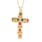 Multi Color Cubic Zirconia Pendant with Chain (Size 17 - 2 with Ext) in Gold Colour Tone 5.00 Ct.
