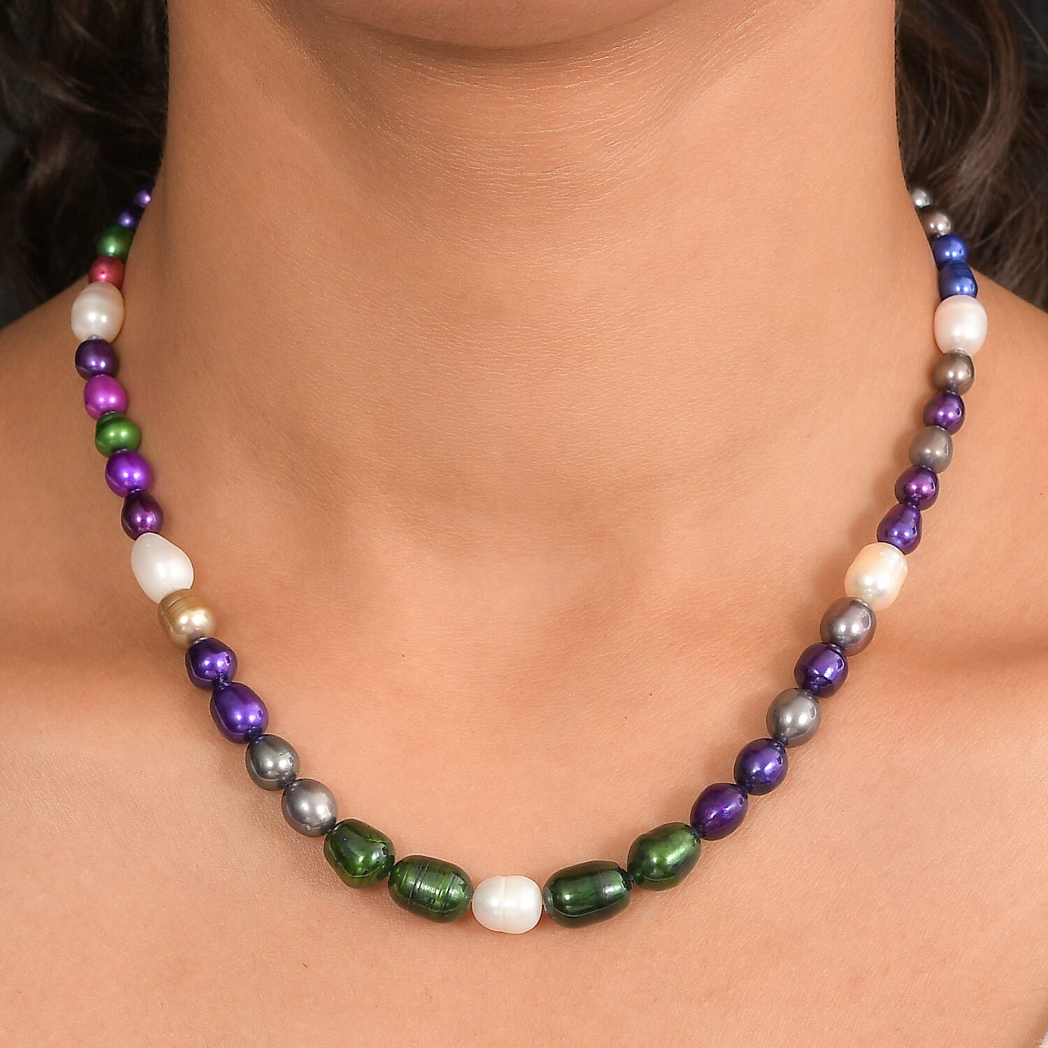 EverTrue - Multi Color  Pearl &amp; White Fresh Water Pearl Beads Necklace (Size - 18+2 Ext) 125.00 Ct. V32520077 3