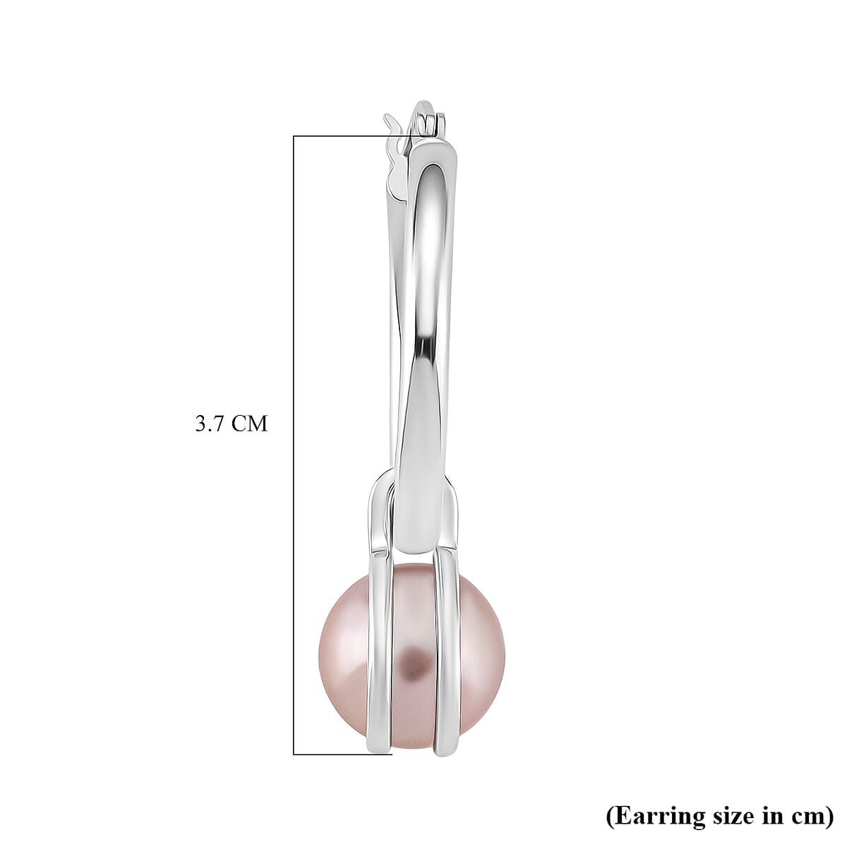 Multi Colour Edison Pearl Hoop Earring with Clasp in Rhodium Overlay Sterling Silver 15.81 Ct. 8192005 4