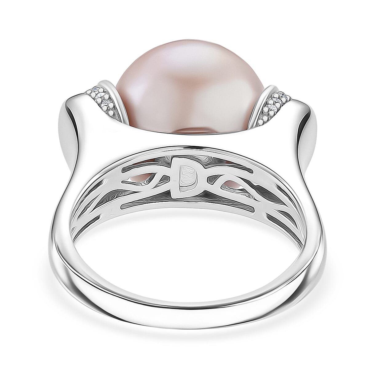 D'joy Multi Colour Edison Pearl (13-14mm), Moissanite Ring in Rhodium Overlay Sterling Silver 16.35 Ct. 8191919 4