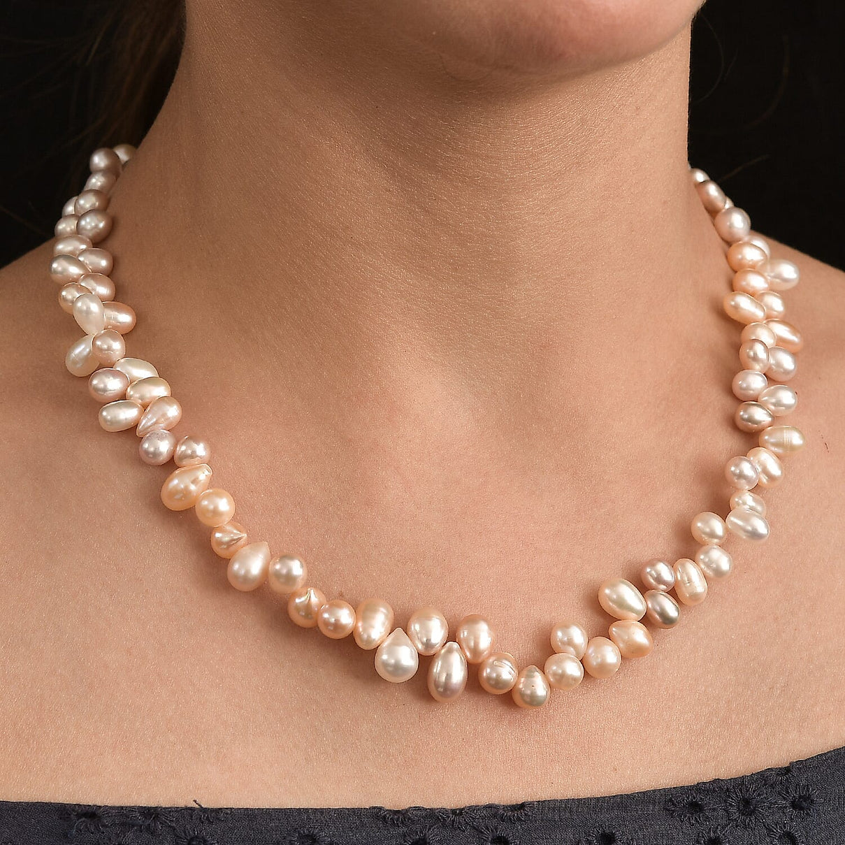 220 Ct. Multi Colour Fresh Water Pearl Necklace with Lobster Clasp in 18K Vermeil Yellow Gold Plated Sterling Silver, 20 Inch with Ext. 8131711 8