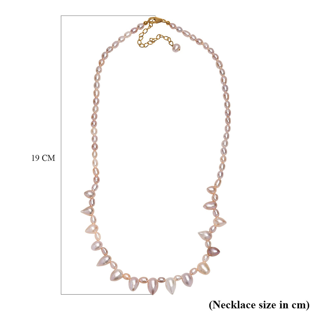 Multi Colour Fresh Water Pearl Necklace (Size - 20) with Lobster Clasp in 18K Vermeil Yellow Gold Plated Sterling Silver
