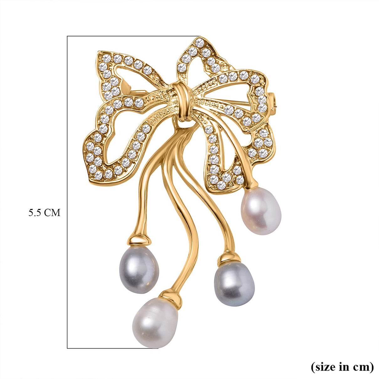 Multi Colour Fresh Water Pearl and White Austrian Crystal Bowknot Brooch 7602354 4