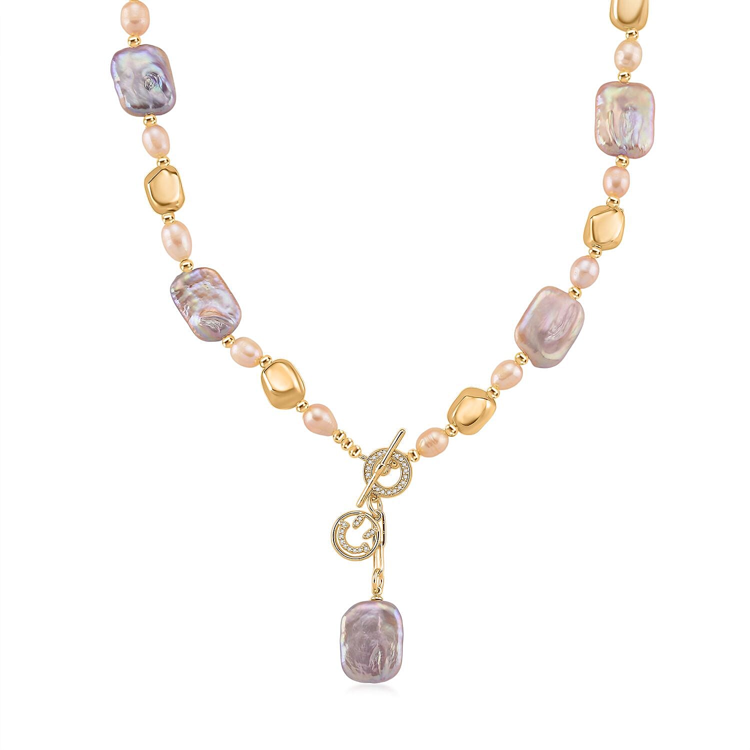 Multi Color Keshi Pearl Necklace (Size 18) with T-Bar Clasp 8201717 0