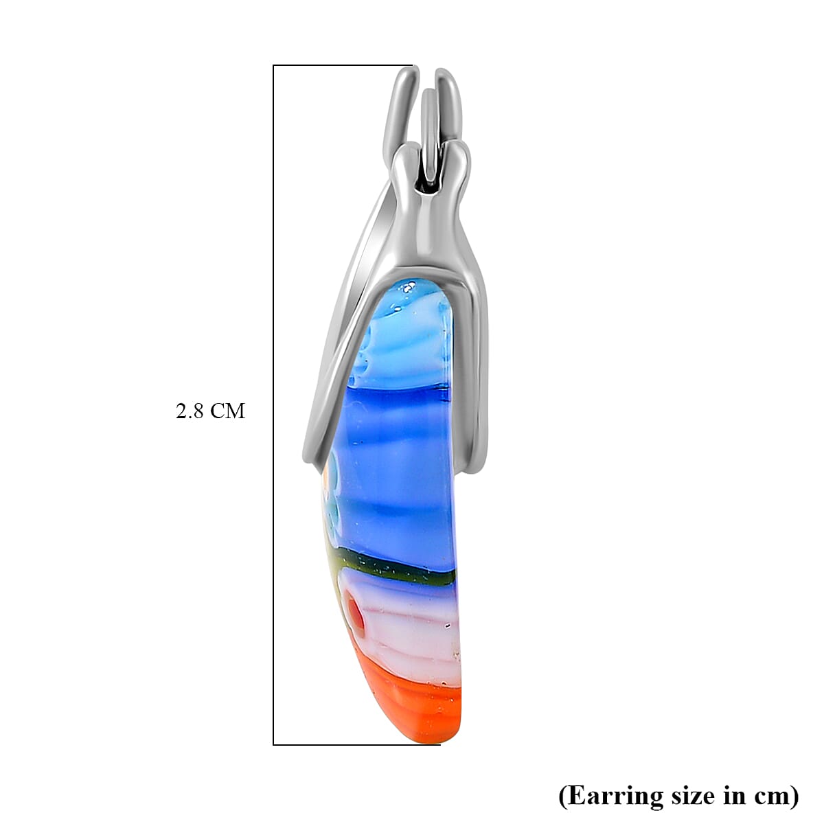 Multi Colour Murano Style Glass Floral Basket Earring With Clasp in Rhodium Overlay Sterling Silver 7893967 4