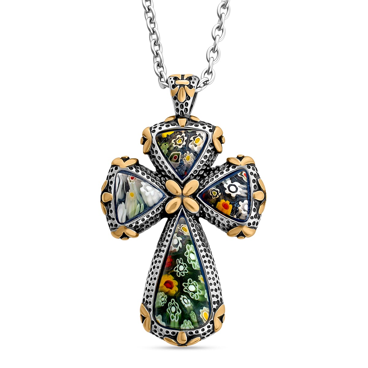 Multi Color Murano Glass Necklace Pure White Stainless Steel 0.010 Ct 7808647 0