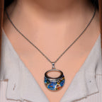 Multi Color Murano Glass Necklace (Size - 24) in White Tone
