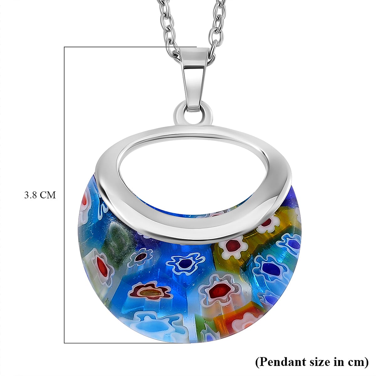 Multi Colour Murano Style Glass Necklace (Size - 24) in Pure White Stainless Steel V32530005 6