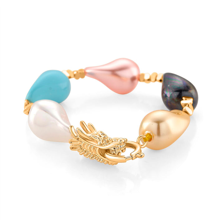 Multi Colour Shell Pearl Beads Bracelet (Size - 7.5) with Dragon Clasp 130 Ct. 8378234 1