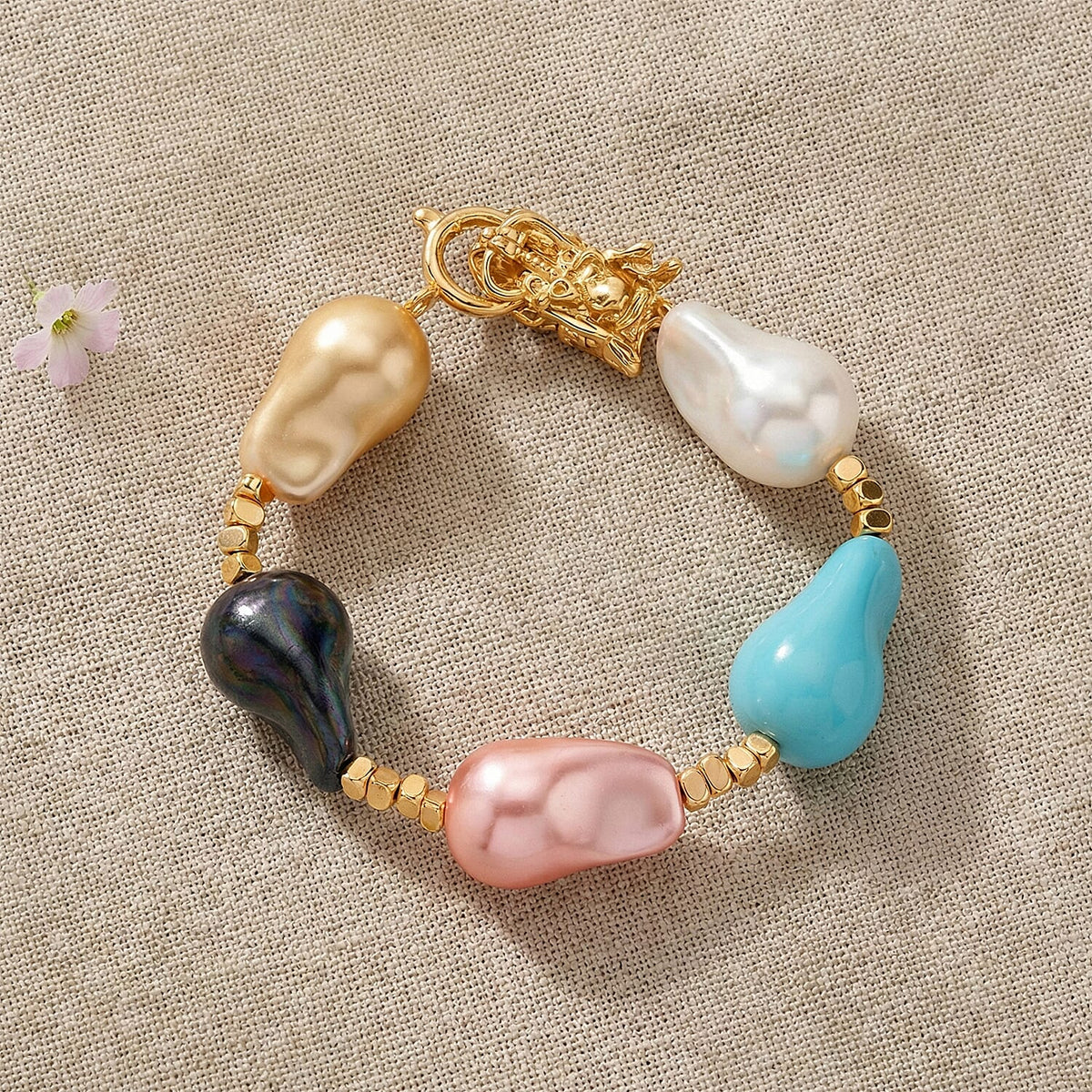 Multi Colour Shell Pearl Beads Bracelet (Size - 7.5) with Dragon Clasp 130 Ct. V32519119 3