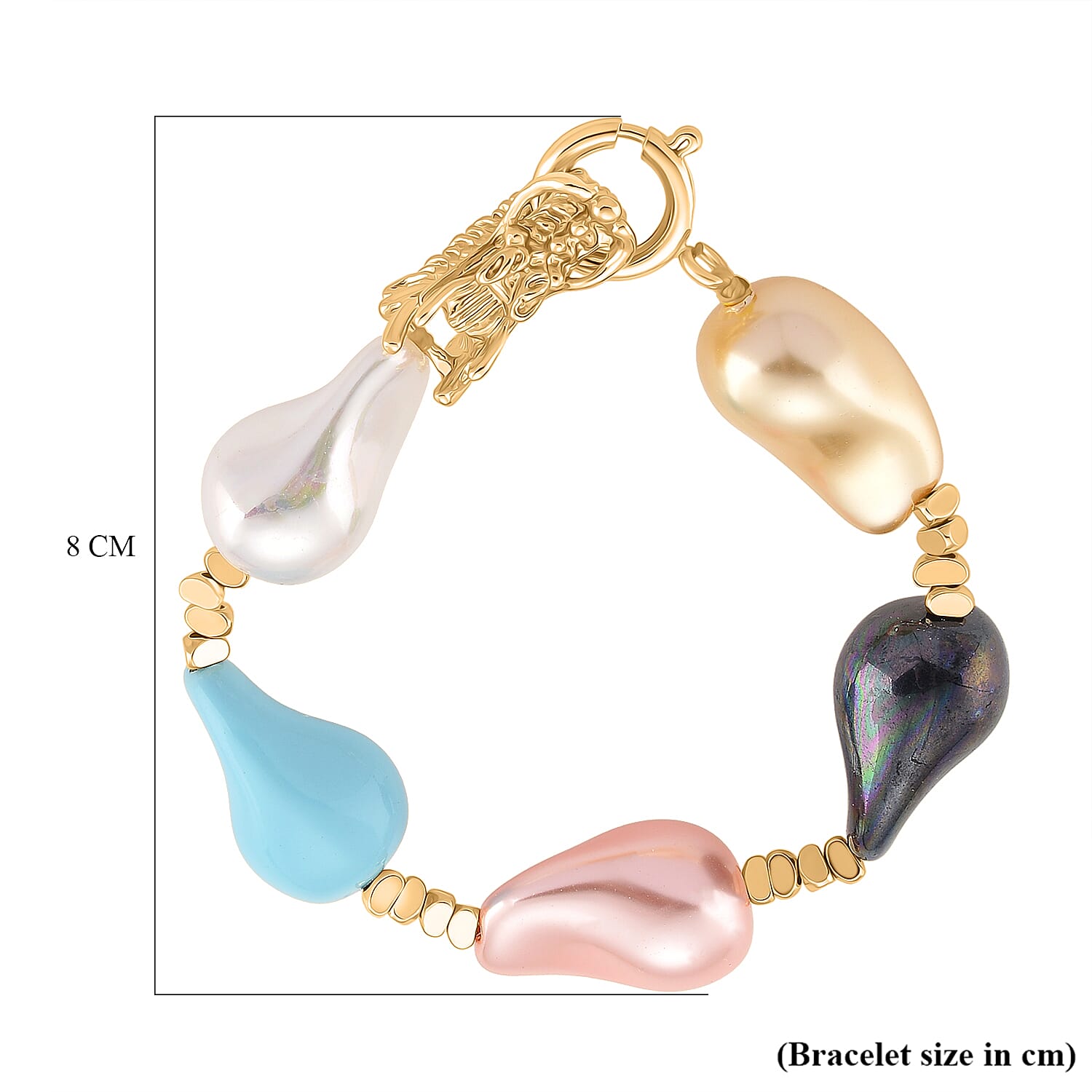 Multi Colour Shell Pearl Beads Bracelet (Size - 7.5) with Dragon Clasp 130 Ct. V32519119 5