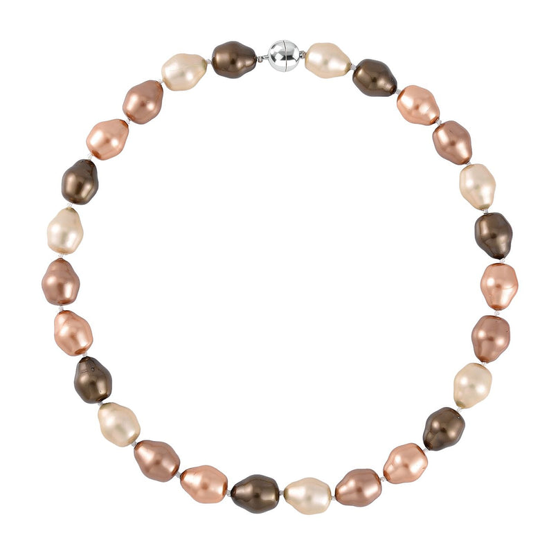 Multi Colour Shell Pearl Necklace (Size - 20) With Magenetic Clasp