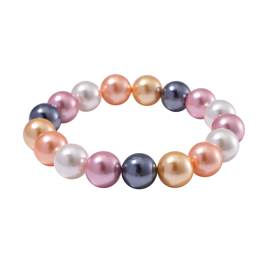 Multi Color Shell Pearl Stone Bracelet (Size 7.5 Stretchable) 190.00 Ct.