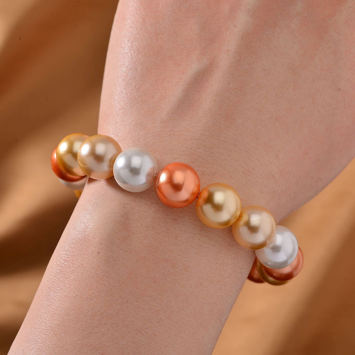 Multi Colour Shell Pearl Stone Bracelet (Size 7.5 Stretchable) 190.00 Ct. 8193827 2