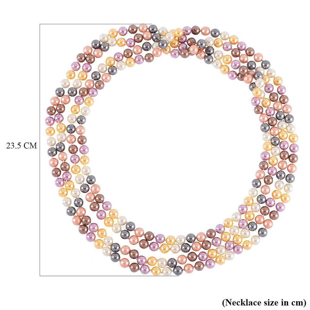Multi Colour Shell Pearl Stone Necklace (Size - 100)