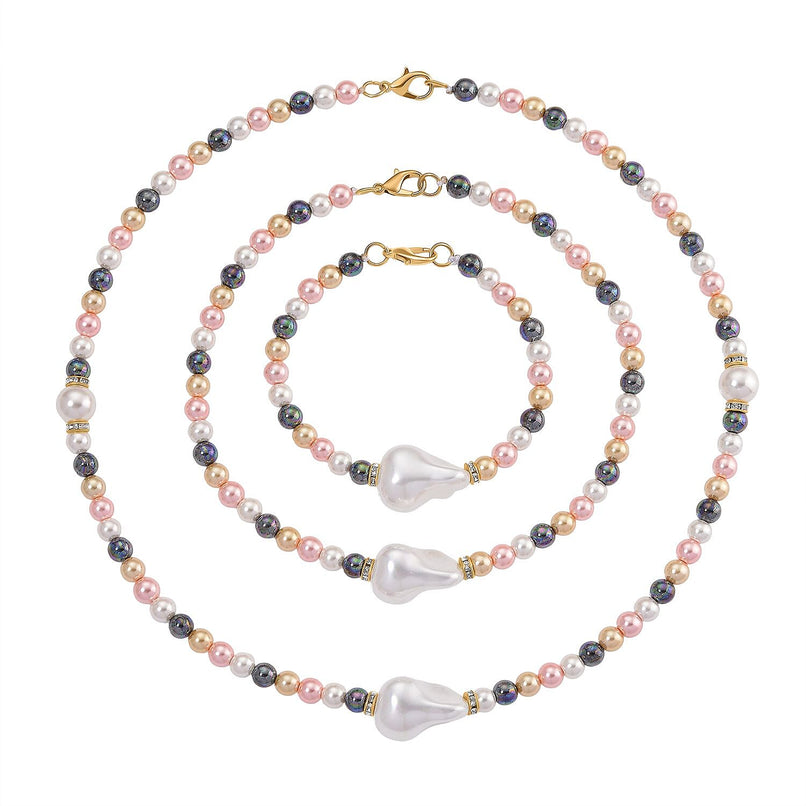 Multi Colour Shell Pearl & White Crystal Necklace 282.00 Ct.