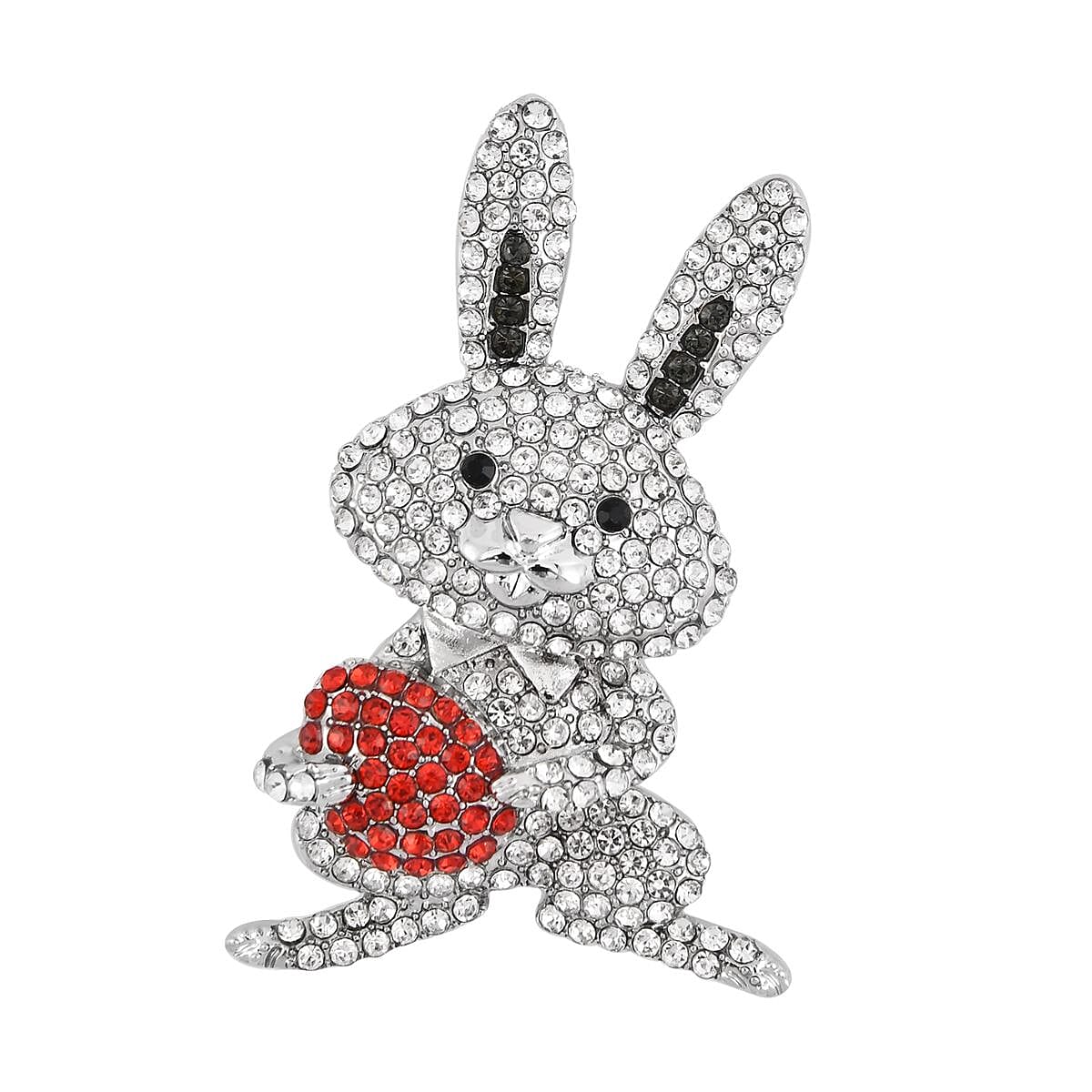 Multi Colour Austrian Crystal Bunny Pendant Cum Brooch with Chain (Size 29+2 EXT) - Silver 4449416 6