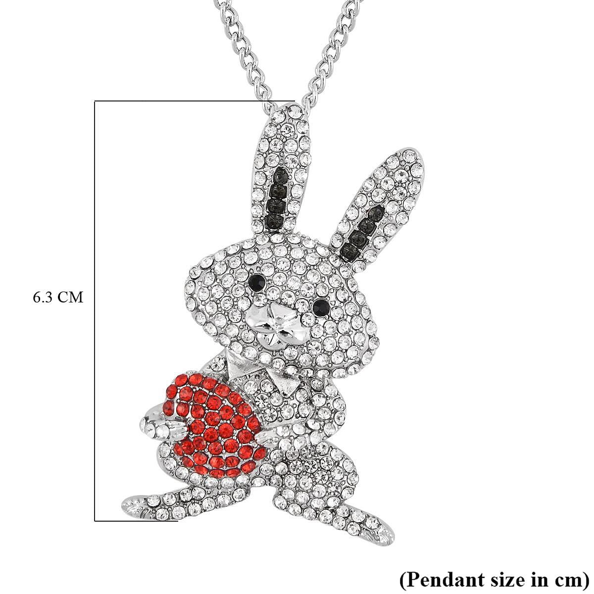 Multi Colour Austrian Crystal Bunny Pendant Cum Brooch with Chain (Size 29+2 EXT) - Silver 4449416 8