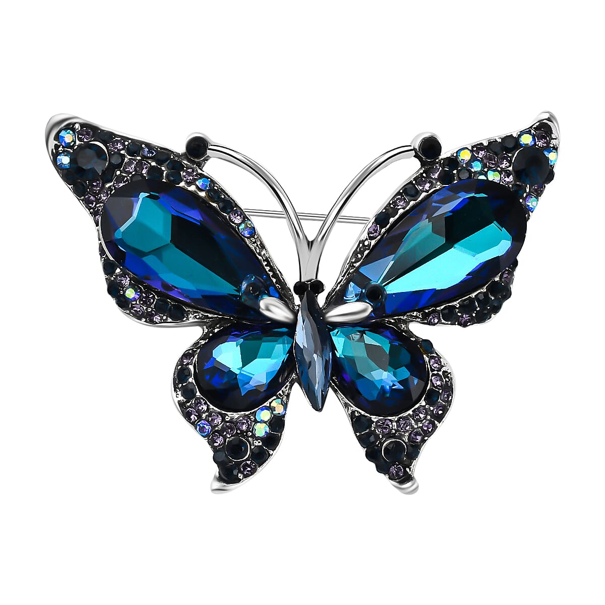 Multi Colour Austrian Crystal Butterfly Brooch 7639505 0