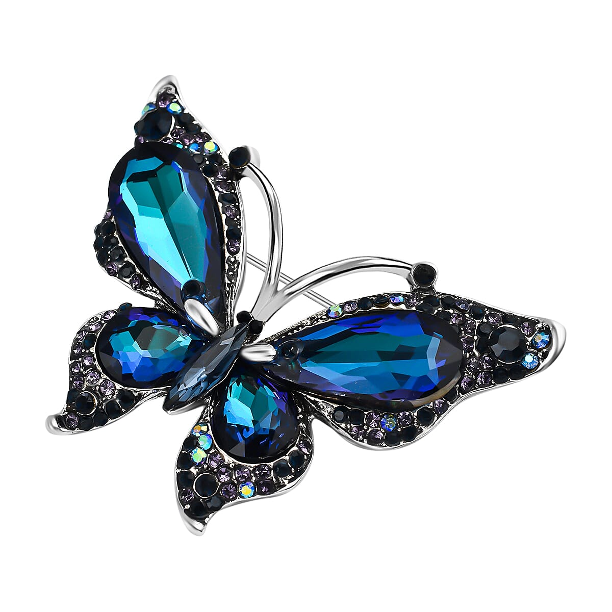 Multi Colour Austrian Crystal Butterfly Brooch 7639505 2