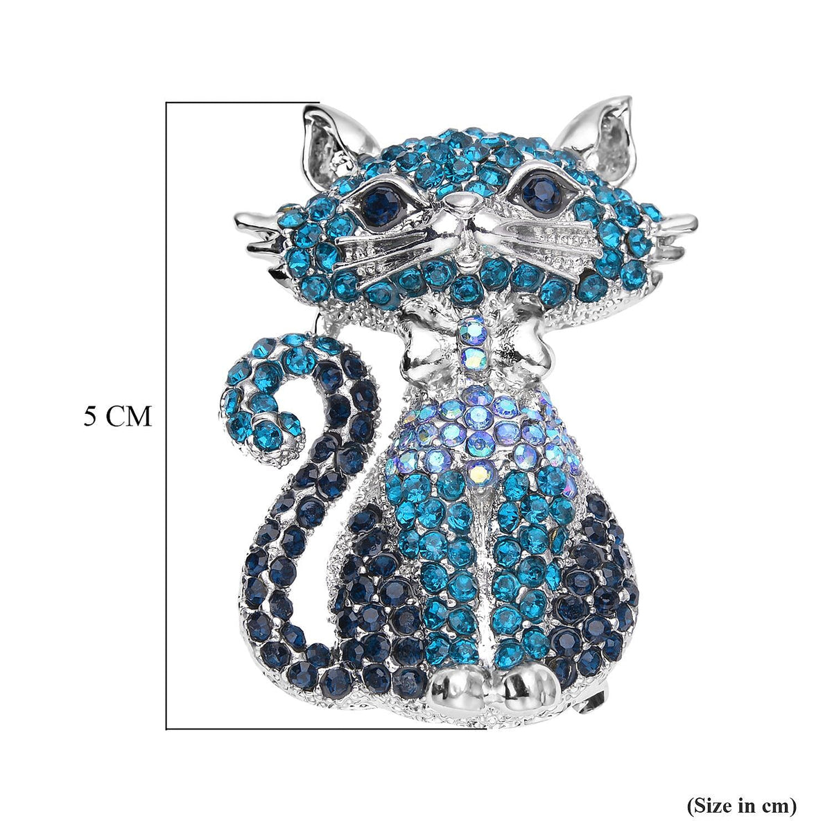 Multi Colour Austrian Crystal Cat Brooch Come Pendant in Silver Tone 7019978 5